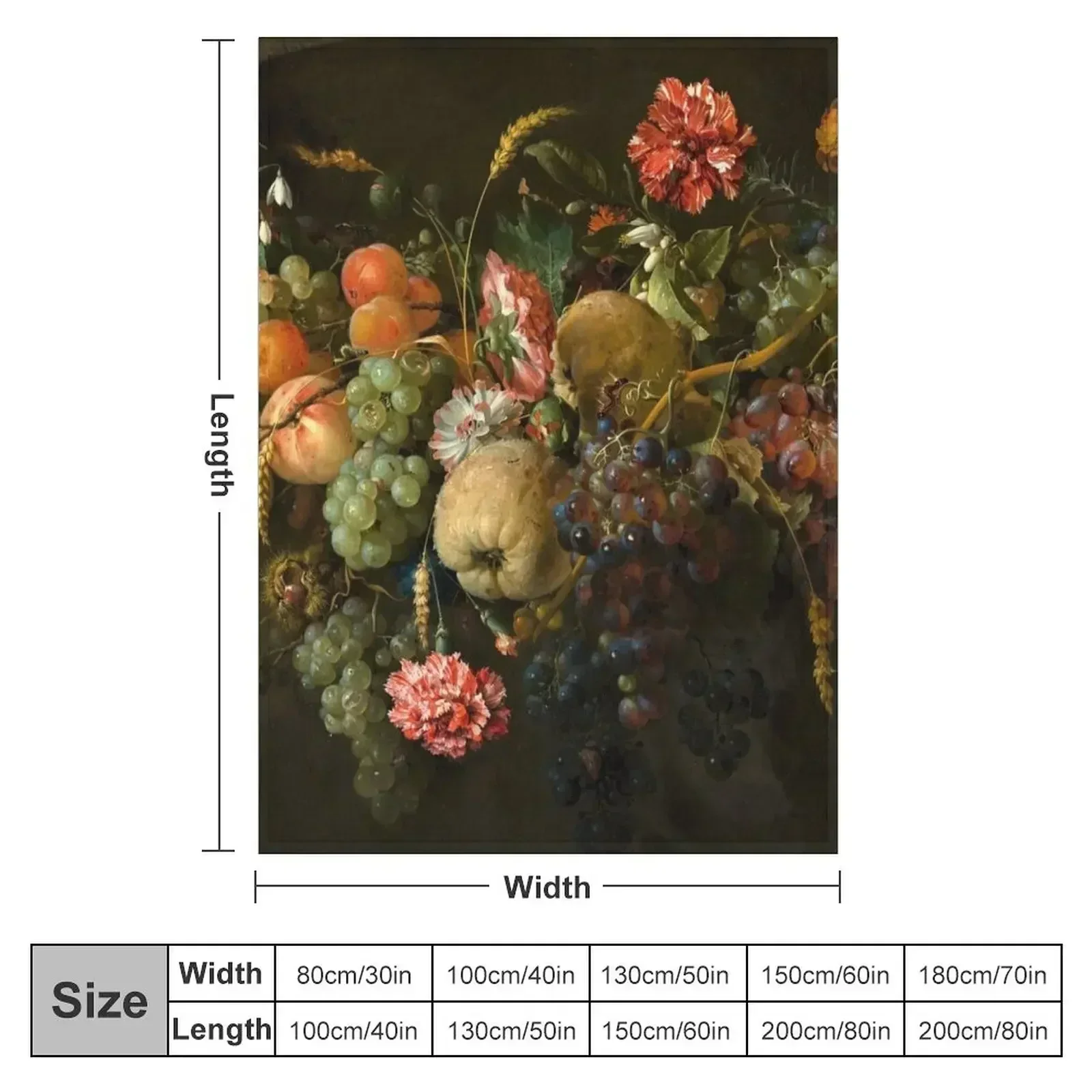 Jan Davidsz. de Heem - Garland of Fruit and Flowers Throw Blanket couch cozy soft plush fuzzy picnic outdoor blanket