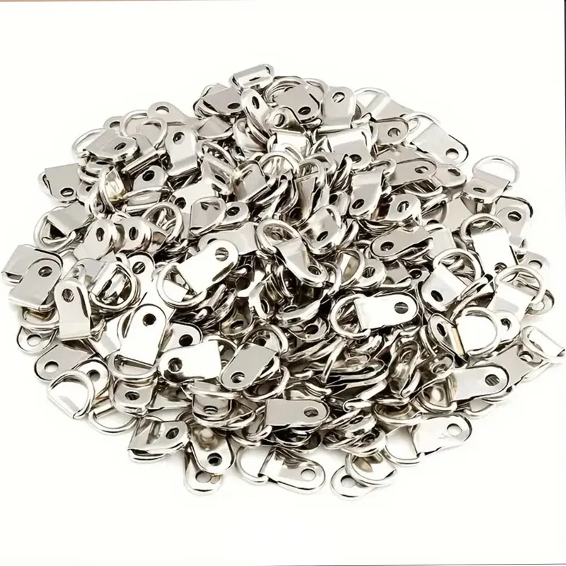 100 Stück D-förmige halbrunde Bilderrahmen-Aufhängeringe mit Schraubhaken, Bilderrahmenhaken, Zubehör für Bilderrahmen-Hardware – Detail 4