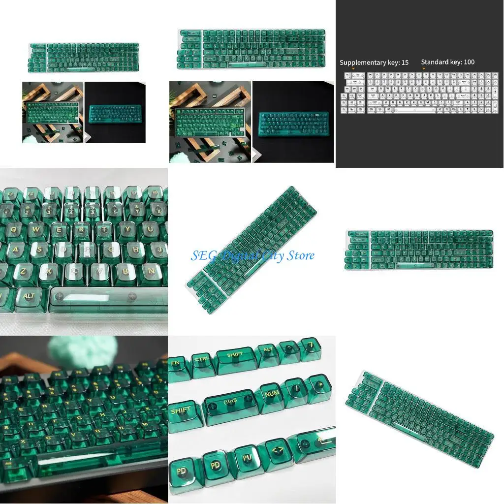 

U75B OEM Profile Clear Keycap 115Pcs Backlit Keycaps Set for Mechanical Keyboards MX Switches For 61 98 104 Layouts