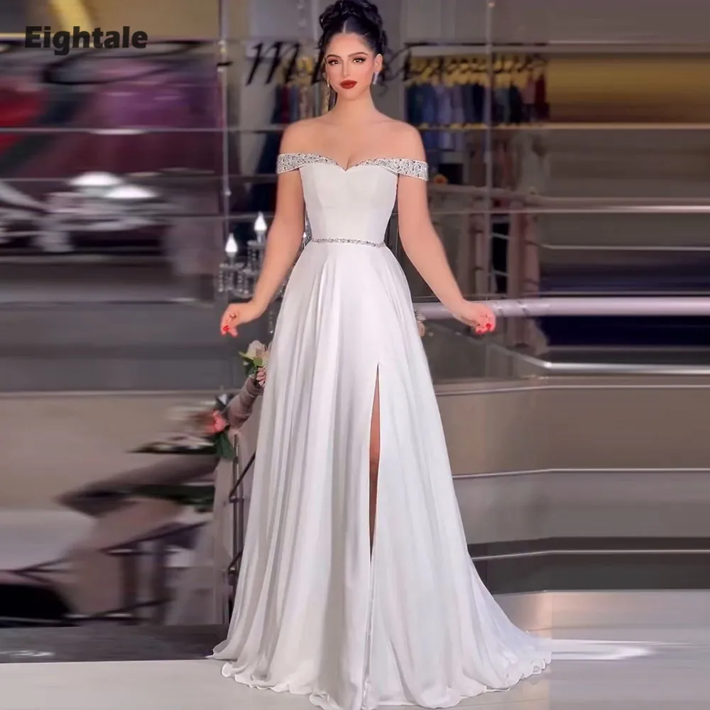 

Eightale Arabic Evening Dress off the Shoulder Beaded Customized Chiffon A-Line Prom Wedding Party Gown Abendkleider Hochzeit