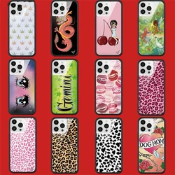 Wildflower 3D Sexy Lip Girl Shockproof Phone Case For iPhone 13 12 14 15 Pro 16Pro Max Plus 17Pro Max Cartoon Cute Leopard Cover