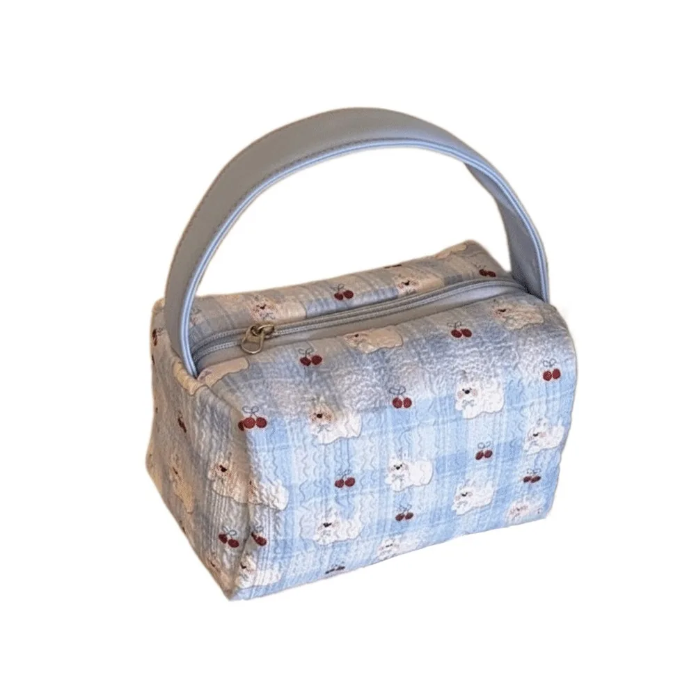 حقيبة مستحضرات التجميل النسائية المطبوعة على شكل كلب كرتوني، منظم مستحضرات التجميل المحمول، حقيبة يد للسفر، حقائب أدوات الزينة ذات سعة كبيرة