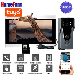 Homefong 7 Inch 1080p Video Intercom System For Home Wireless Wifi Tuya Smart Life Video Door Phone with Doorbell Camera Record