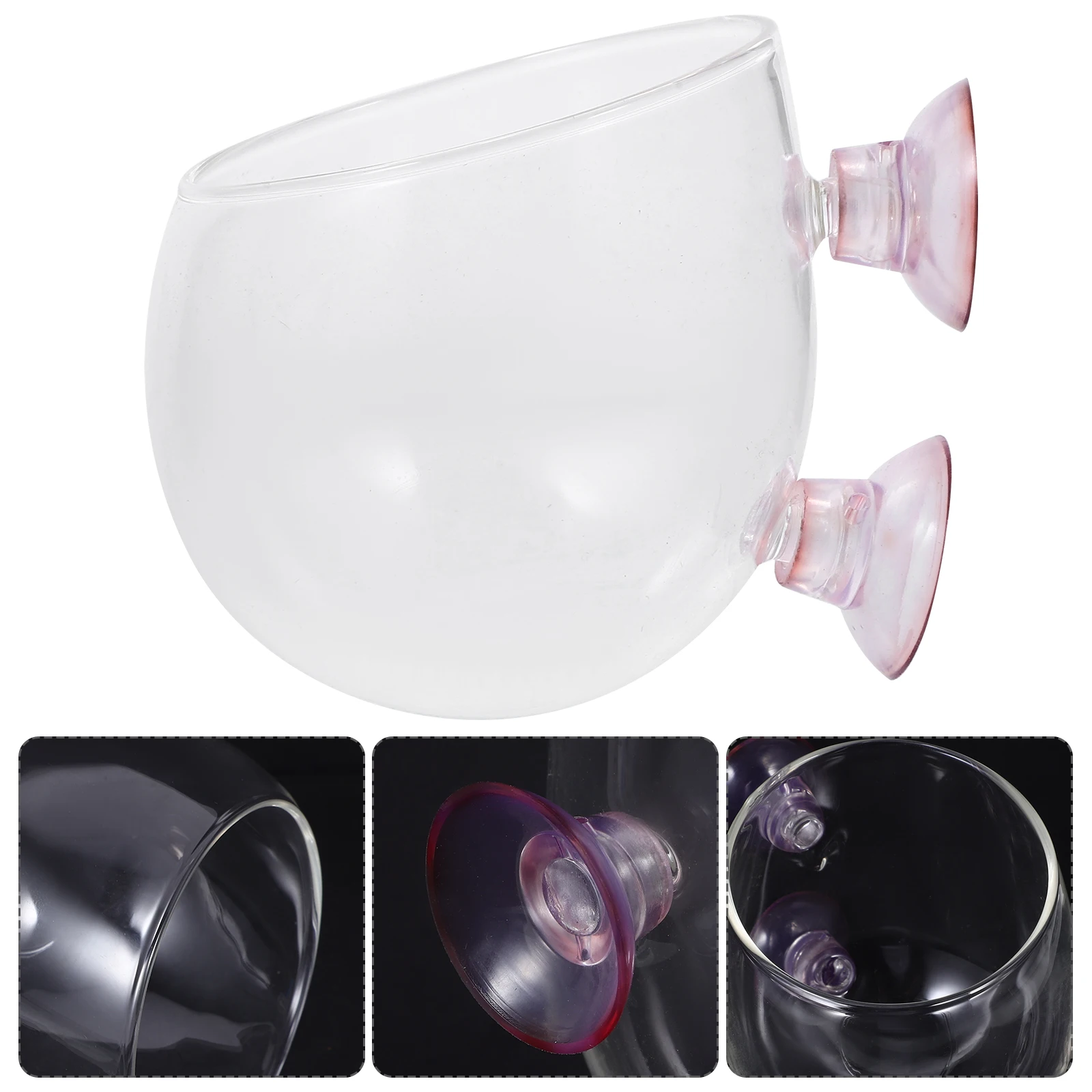 

Mini Potted Plant Aquarium Aquatic Suction Cup Glass Holder Fish Tank 6.5x6.5x6cm 2.55x2.55x2.36in Small Bowl for Live Plants