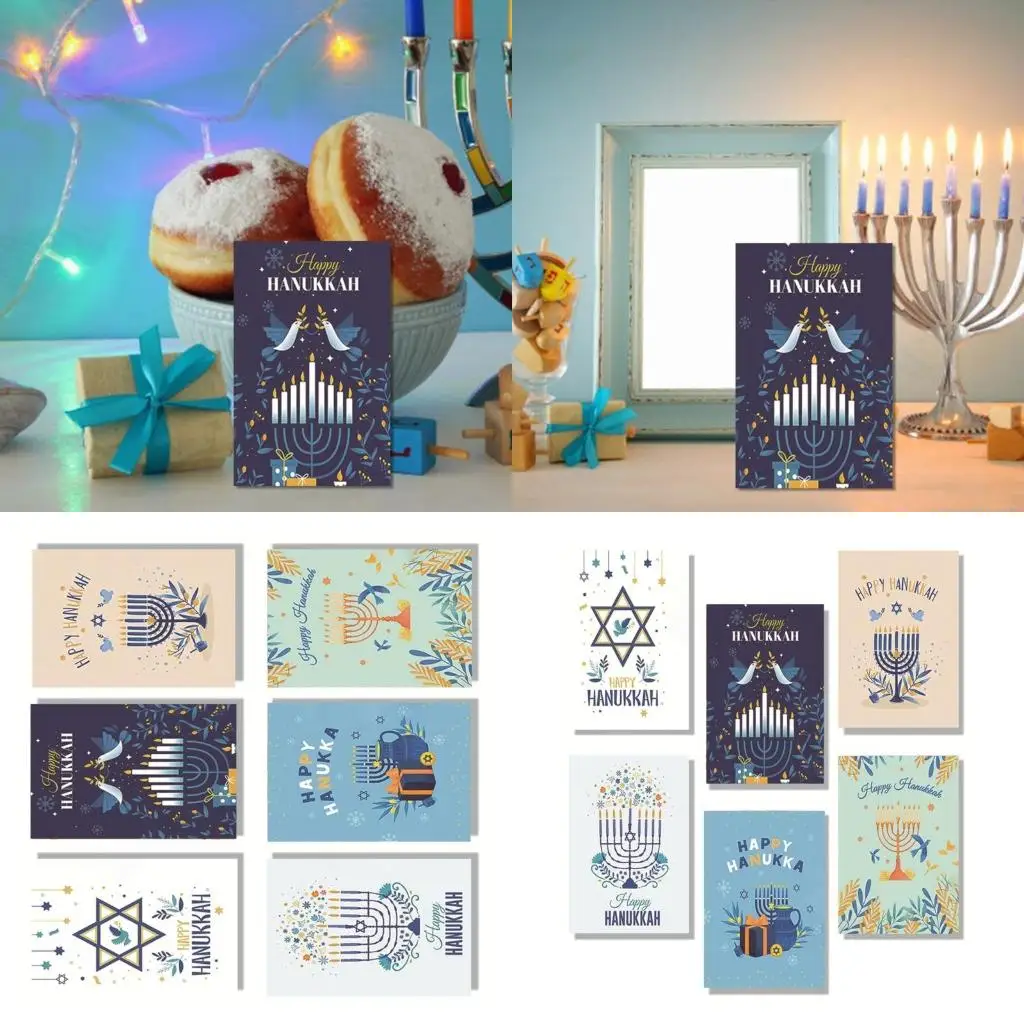 

30Pcs Menorah Bird Printed Happy Hanukkah Greeting Card Jewish Holiday Notecard high quality