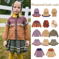 Korean Kids Clothes Girls Cardigan Sweaters SKirts 2024 New Baby Autumn Winter Christmas Princess Dress Children's Clothings