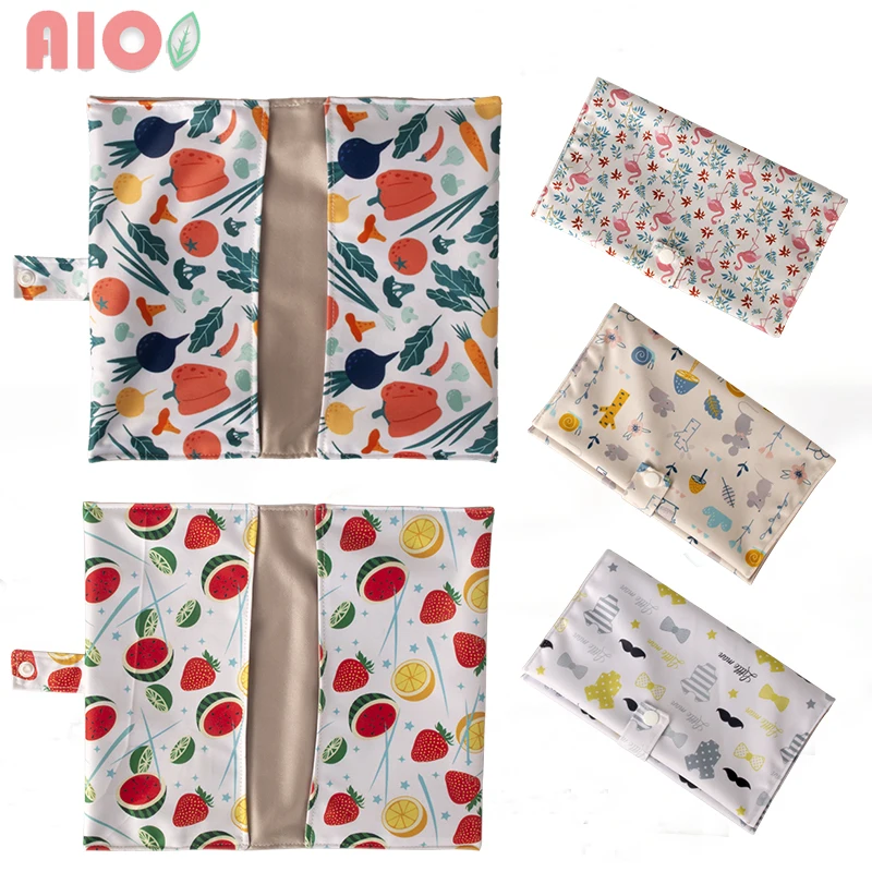 AIO 1Pcs 26x22cm Mammy Bag Print Wet Dry With Two Pockets Baby Diapers Nappies Bag Waterproof Reusable Storage Bag Travel Bag