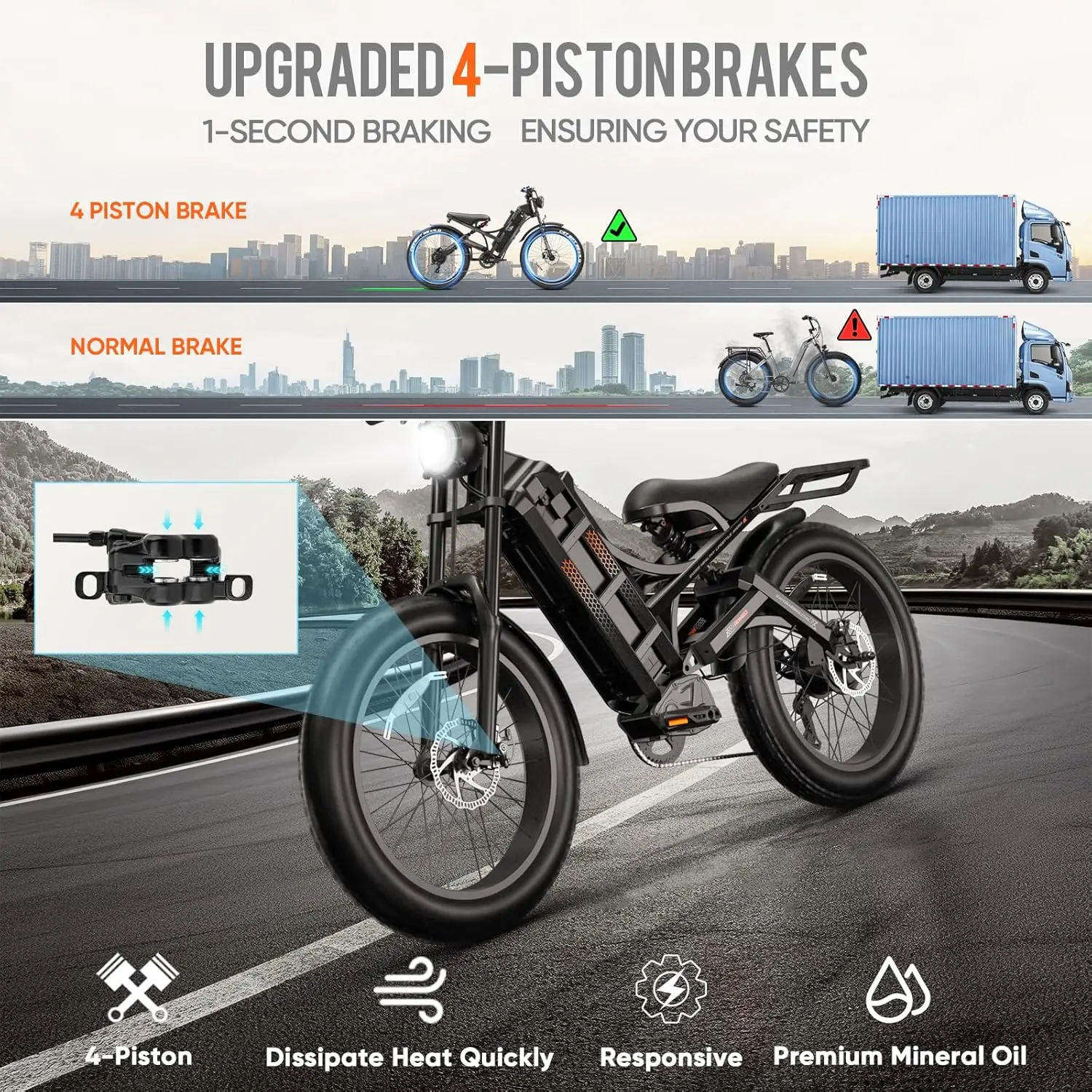 JYF Hot-selling dual motor 250W electric mountain bike 60AH battery 48V intelligent APP control wide tire car view 5