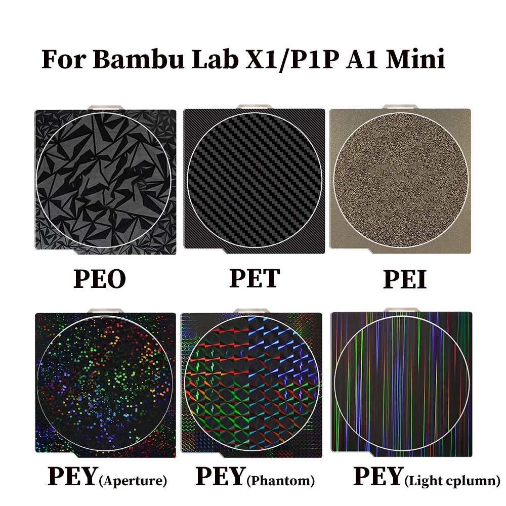 Für Bambu Lab X2D P2S X1 P1S Carbon-Bauplatte A1 PEI-Blatt, texturiert, doppelseitig, PEO PET-Bauplattengestell für Bambulab P1P X1C Bauplatte – Detail 2
