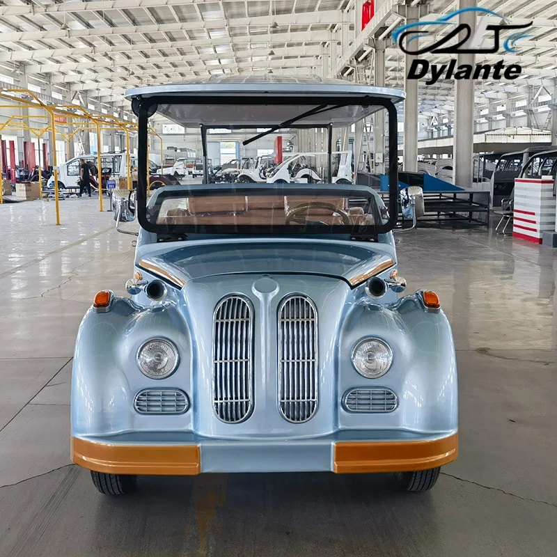 China Factory Electric Vintage/Antique/Classic Luxury 11 Passenger Club Car 72V Lead-Acid Battery Powered Vintage Classic Car
