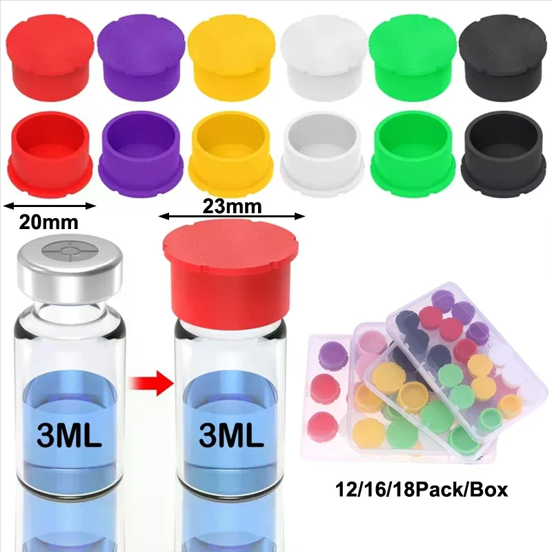 Flacons en verre de 3/5ML, 12/16/18 pièces, bouchons de protection, bouteilles d'insuline, couvercles anti-fuite, résistants à la poussière, couvercles à rabat, sans bris, sûrs