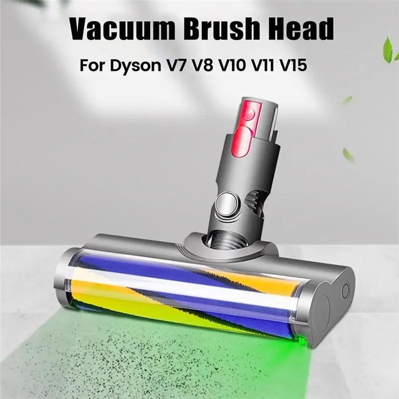 (ABPO) Roller Brush Head Replacement for Dyson V7 V8 V10 V11 V15 Vacuum Cleaner Parts Hardwood Floor with Green Dust Light