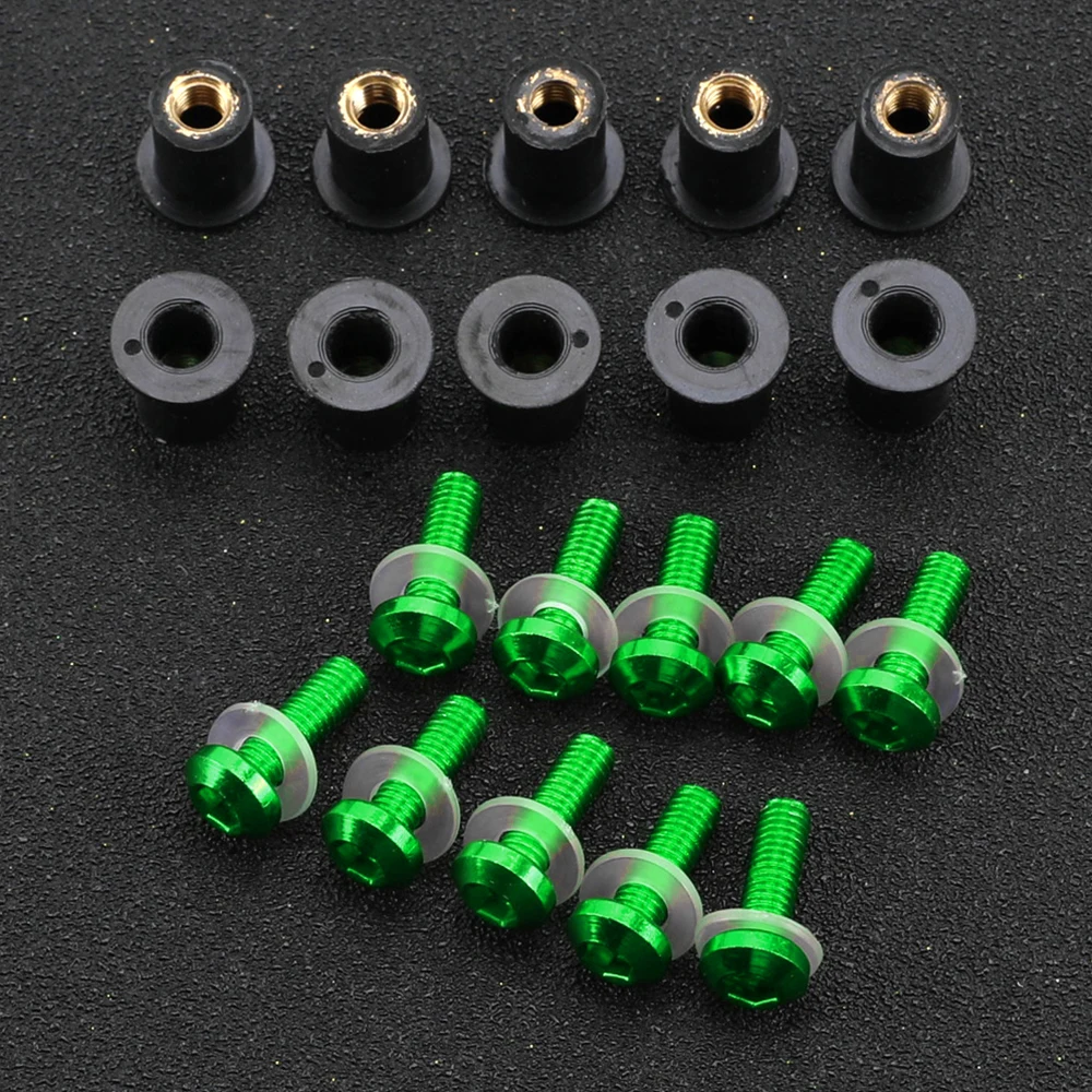 

10PCS 5mm Fastener Nuts Windscreen Windshield Bolts Screw Kits For Kawasaki ZX6R ZX-6R ZX 6R ZX7R ZX9R ZX10R ZX-10R ZX12R ZX14R