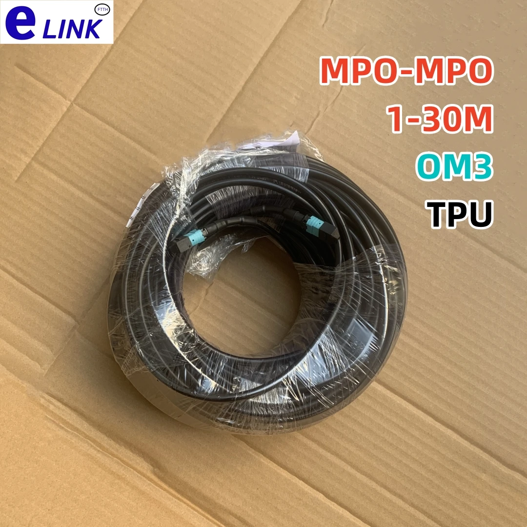 

12 cores Armored patch cord OM3 TPU MPO MTP type B 1-30m 20m 10m Multimode 12C 12 fiber optical jumper female male outdoor ELINK