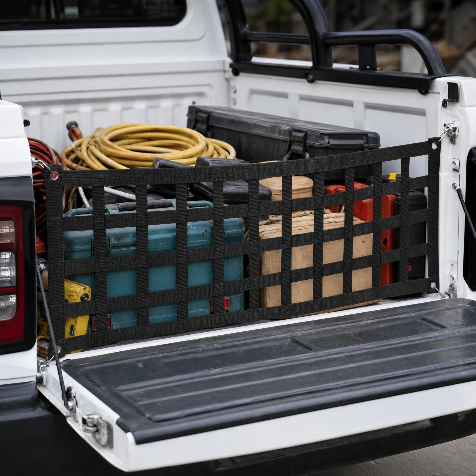 Pickup Truck Tailgate Cargo Net Sturdy Truck Bed Cargo Net with Corner Attachment Hooks Heavy Duty Quick Setup