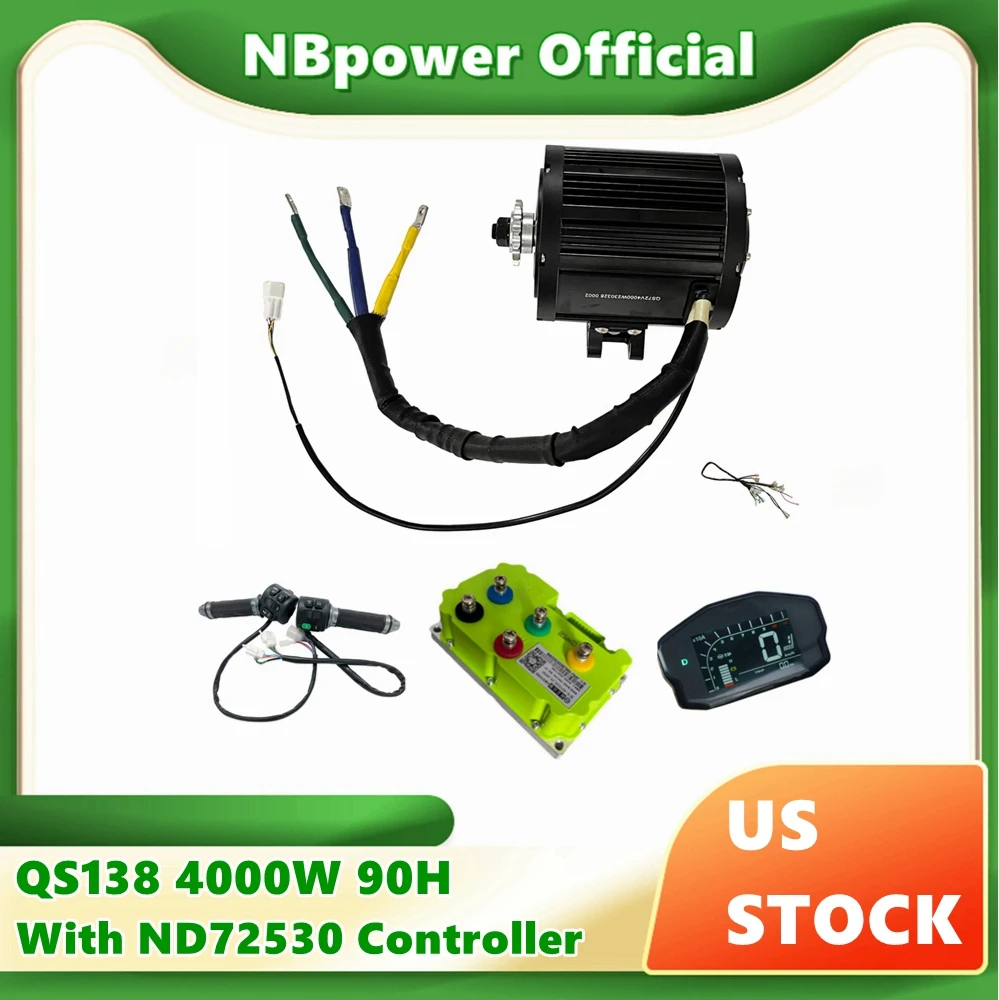 QS138 4000W 90H 7500W Max Continuous 72V 110KPH Mid drive Motor Conversion Kit with ND72530 Controller DKD display for Mopedbike