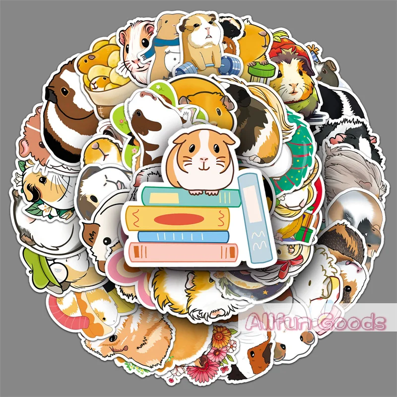 51Sheets Cute Cartoon Guinea Pig Graffiti Sticker Kawaii Aesthetic Stickers Laptop Notebook Suitcase Cup DIY Decoration Stickers