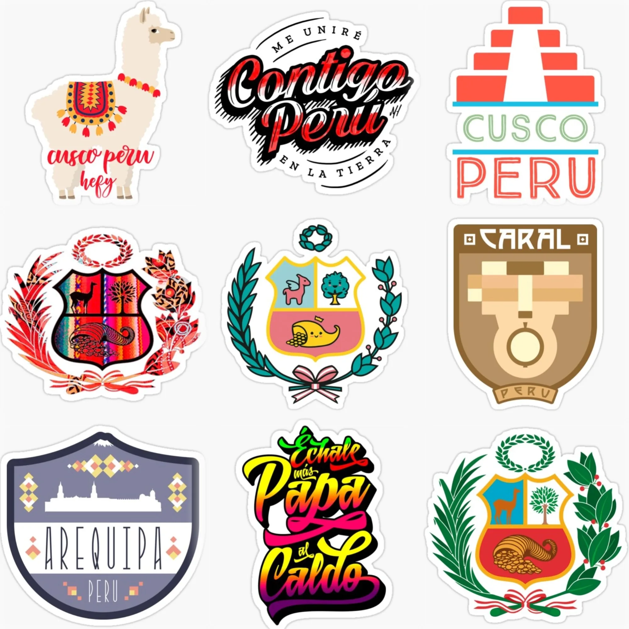 

Peru Flag National Emblem PVC Car Stickers for Van Bicycle Motorcycle Helmet Window Wall Decal Accessories