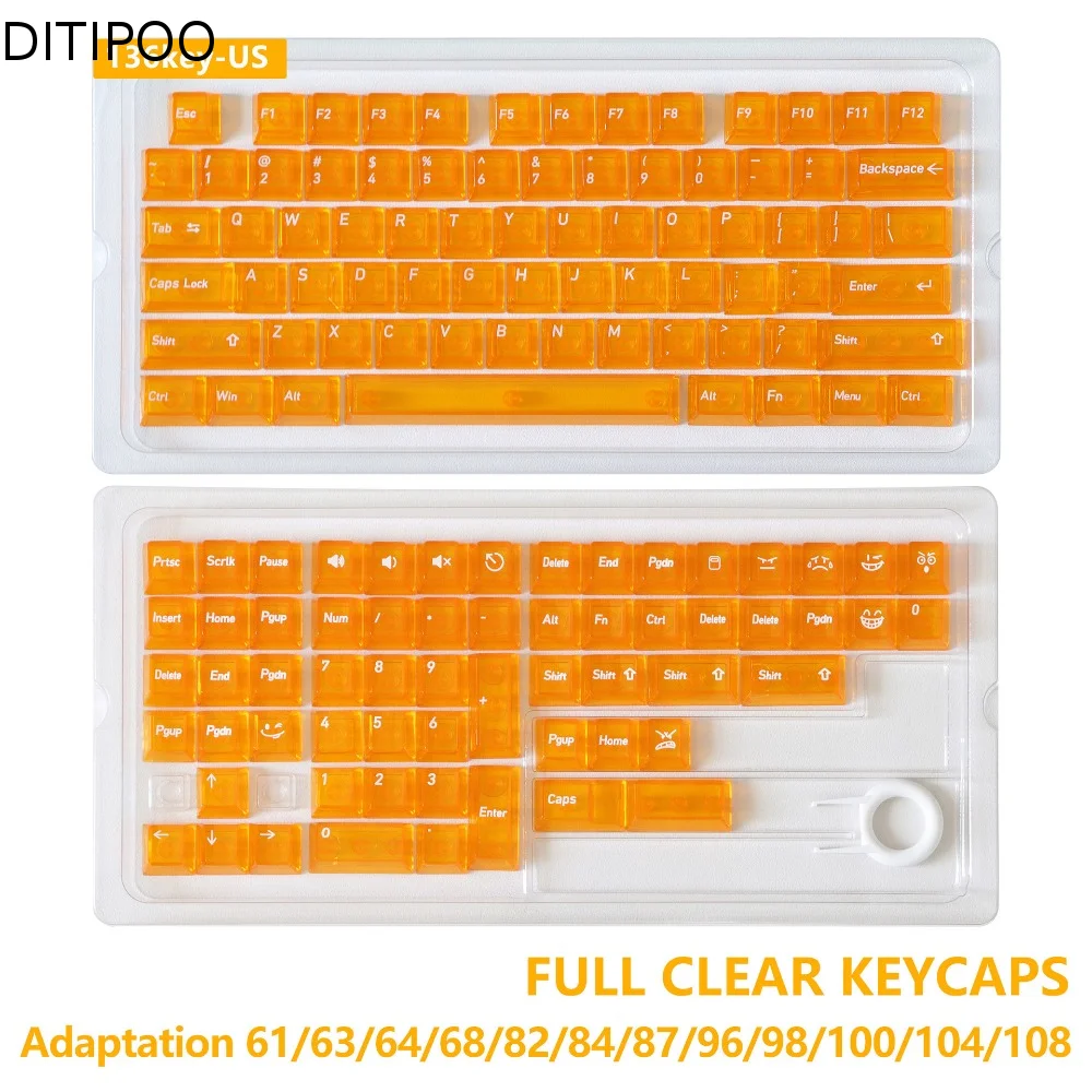 Full Transparent Transparent Keycaps Ice Transparent Color Keycaps Cherry Profile Keycaps ABS Crystal Clear