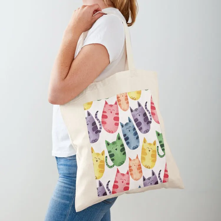 

Abstract Rainbow Cats Tote Bag canvas tote tote bag Women's bag bags men