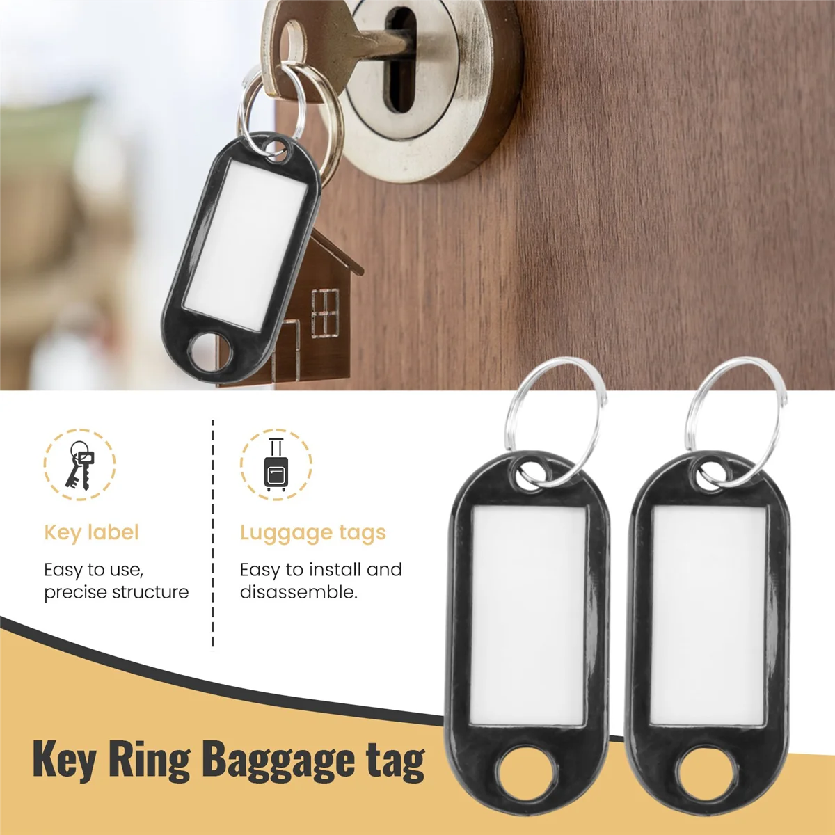 แท็กพวงกุญแจ (100ชิ้นสีดำ)