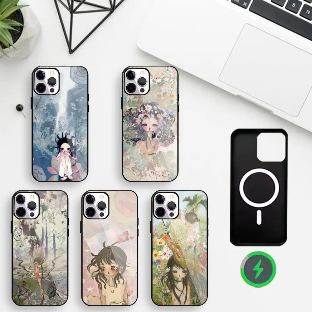 

Aya Takano paintings Phone Case For iPhone17,16,15,14,13,12,11 Max Black Wireless Charging Protecitve Cover
