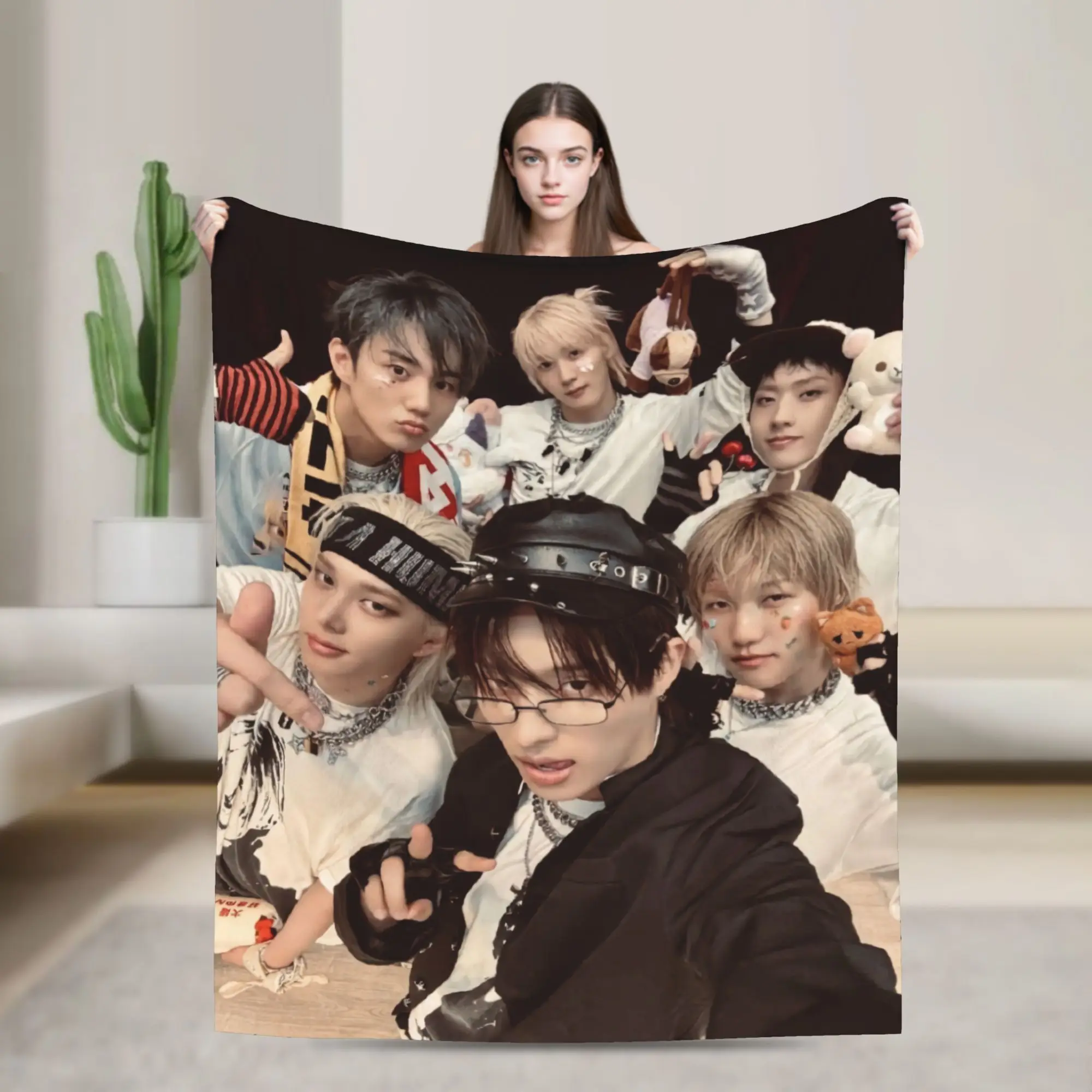 P1Harmony 2025 Album DUH Series Blankets Warm Street Trend Plush Bedding Throws For Living Room Flannel Bedspread Bed Cover