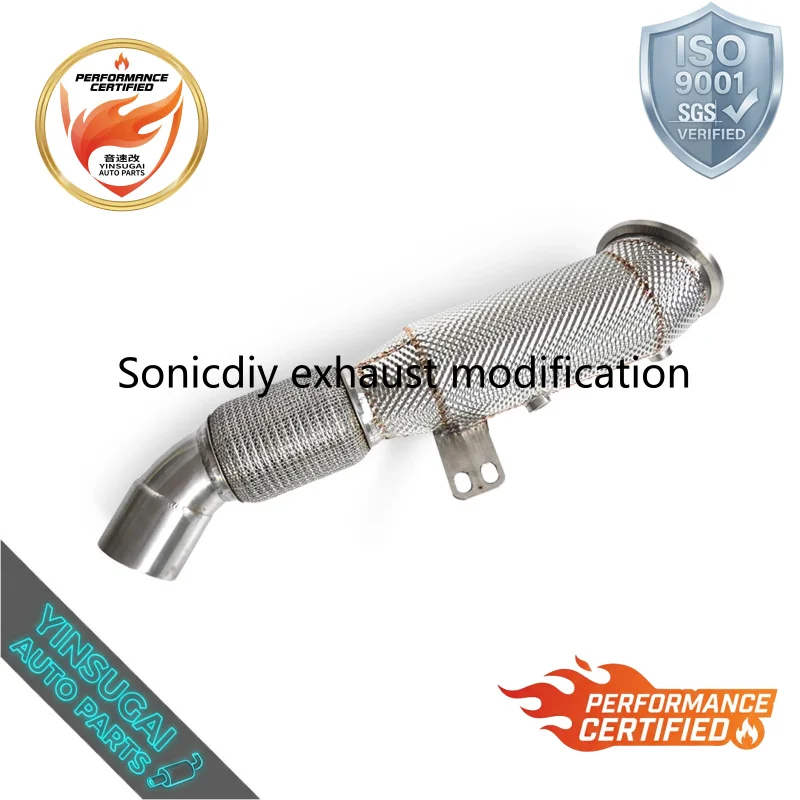 Insulated SS304 Exhaust Downpipe with Heat Shield Fit for BMW 840i B58 3.0T 2017-2023 Racing Performance Tuning