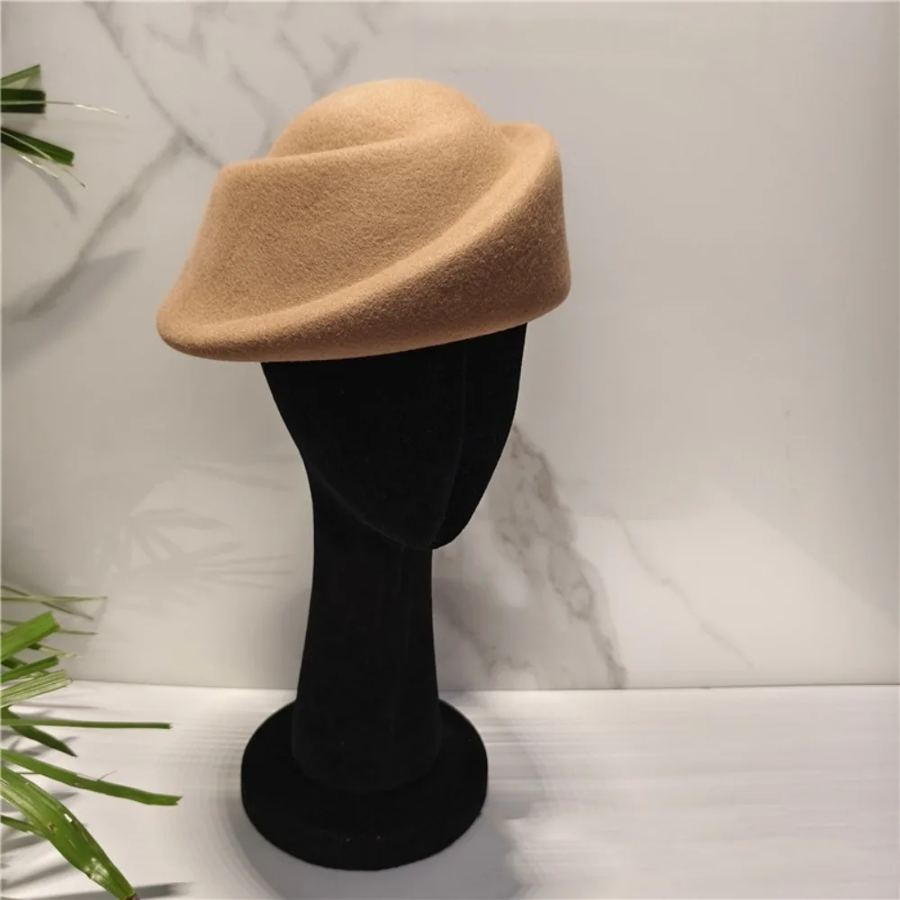 Fashion Hepburn Style Wool Pillbox Hat Elegant Fedoras Fedora Hat Teardrop Air Hostess Medicine Box Hat Wedding Party