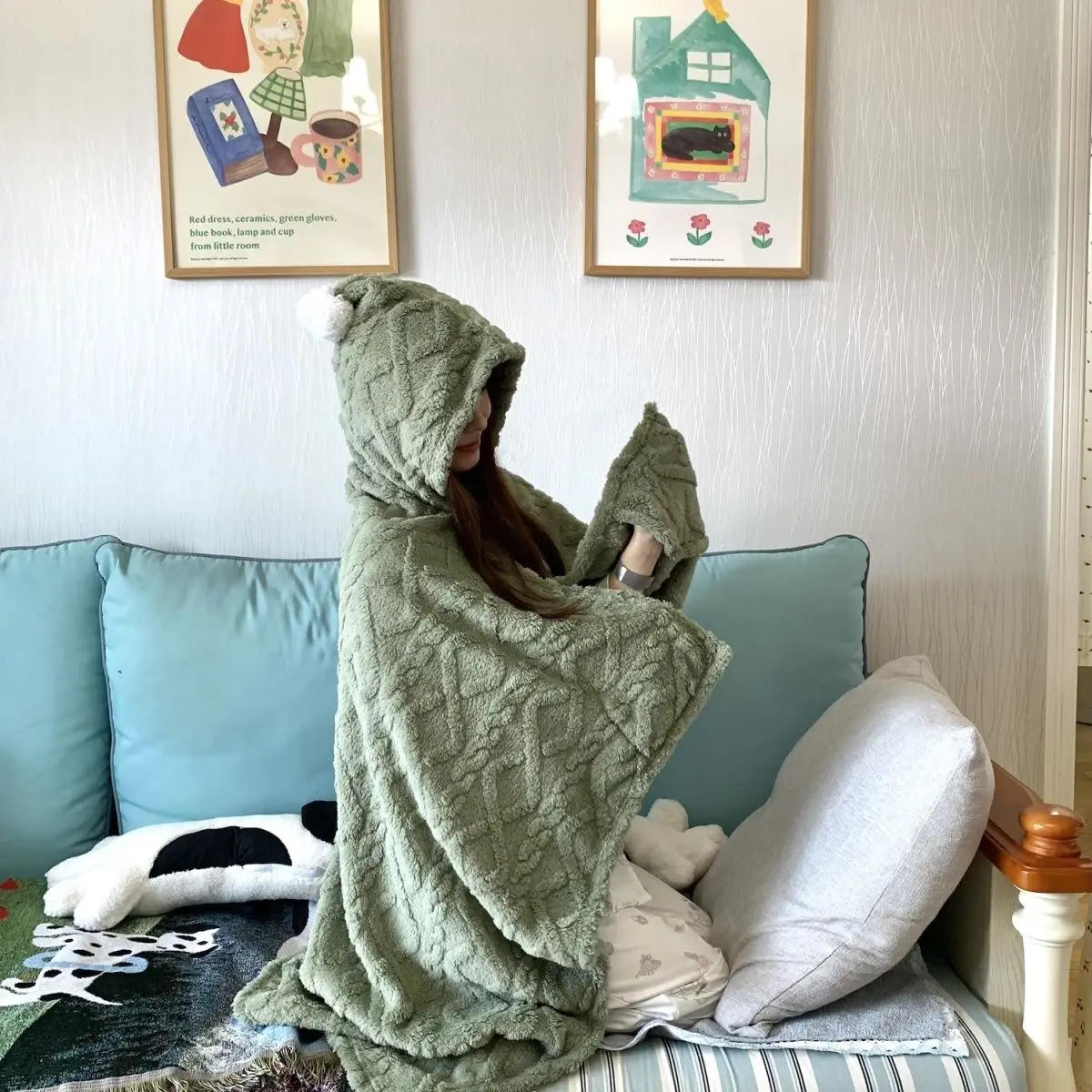 الشتاء سميكة الدفء تافو المخملية طبقة مزدوجة بطانية، عباءة شال كسول، بطانية تكييف الهواء، بطانية القيلولة