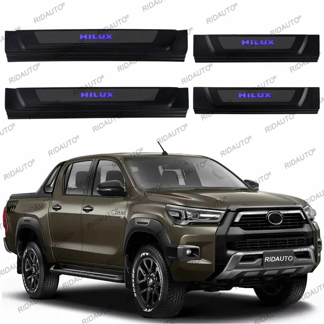LED Pickup Threshold Strip For Toyota Hilux REVO 2015 2019 2023 Door Sill Scuff Plate Protector Trim Pedal Sticker Accessories