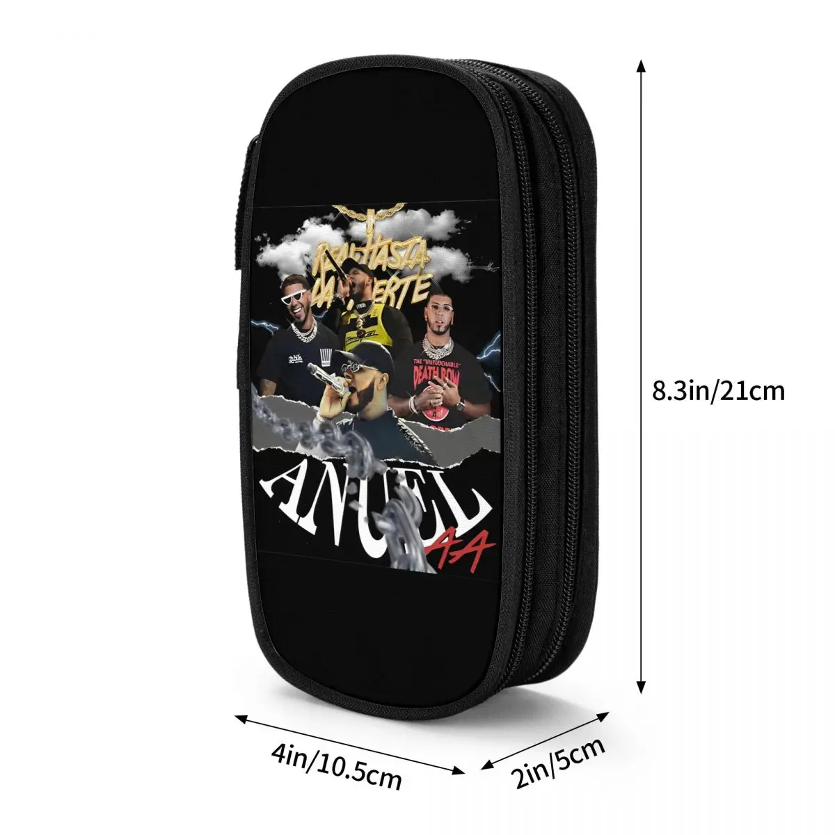 Imagem -03 - Lovely Anuel aa Merch Anuel Rapper Music Pencil Case Lápis para Meninos e Meninas Bolsa de Grande Capacidade Office Zipper Acessórios