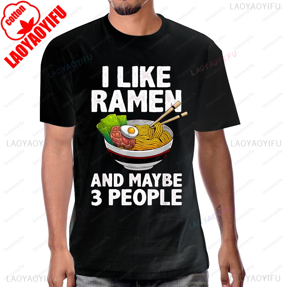 Cool Ramen Anime Ramen Noodle Soup Cup Noodles Graphic T-Shirt Casual Fashion Loose Streetwear Summer Short Sleeve Man Tshirt