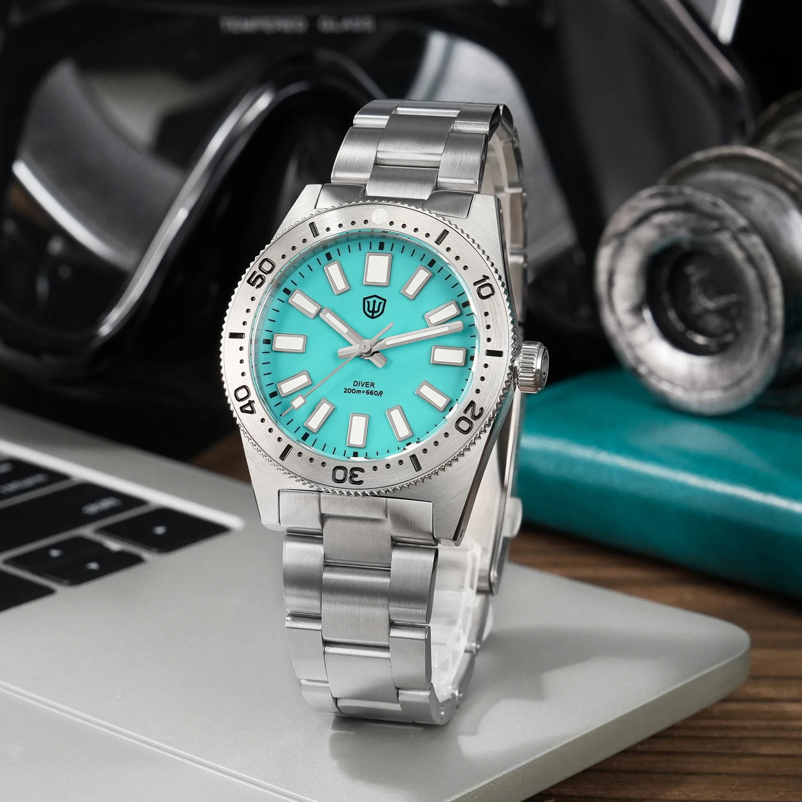 Watchdives WD1965 V2 Coral Blue Dail Watch VH31 Sweep Second