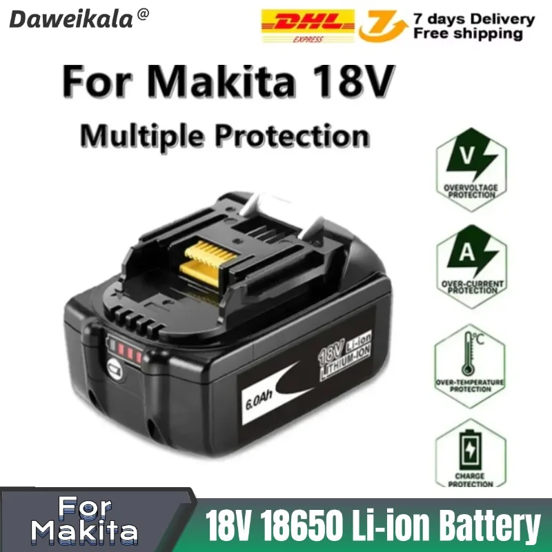 

Перезаряжаемая батарея Daweikala 18 В для литий-ионного аккумулятора Makita 18650, подходит для электроинструмента Makita BL1850 BL1860 BL1830