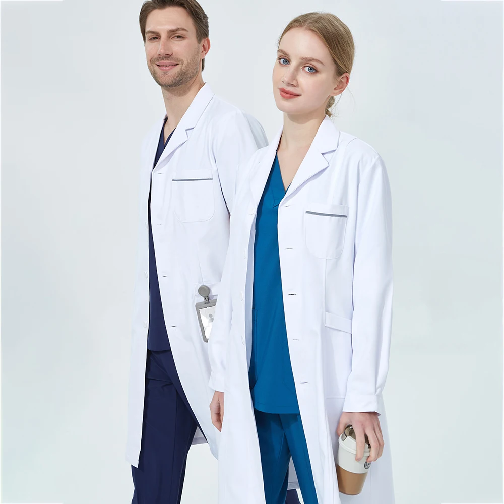 White Lab Coats Healthcare Professionals for Women Men Chemistry Labs Medical Consultation Counter Clinical Coats 707-93+7-01