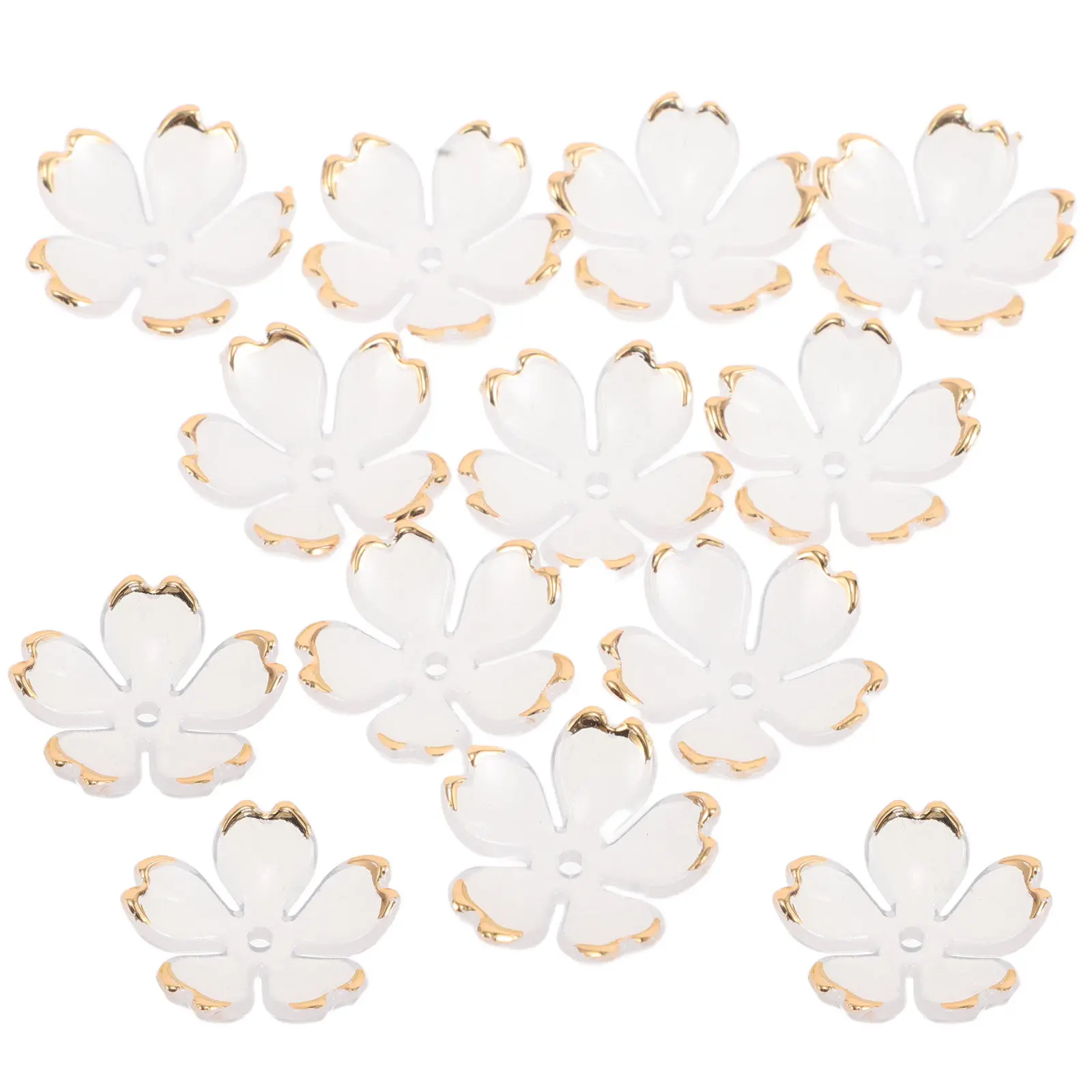 

100Pcs Handcrafted Cherry Blossom Charms Acrylic Floral Accessories Spacer Beads DIY Hairpin Making End Caps Jewelry Supplies