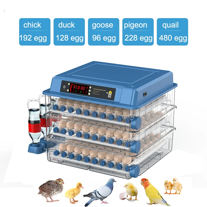 

192 Eggs Incubator Fully Automatic Machine Auto-Turner Dual Powwer Electric Brooder Hatching Duck Goose Poultry Farm Tools