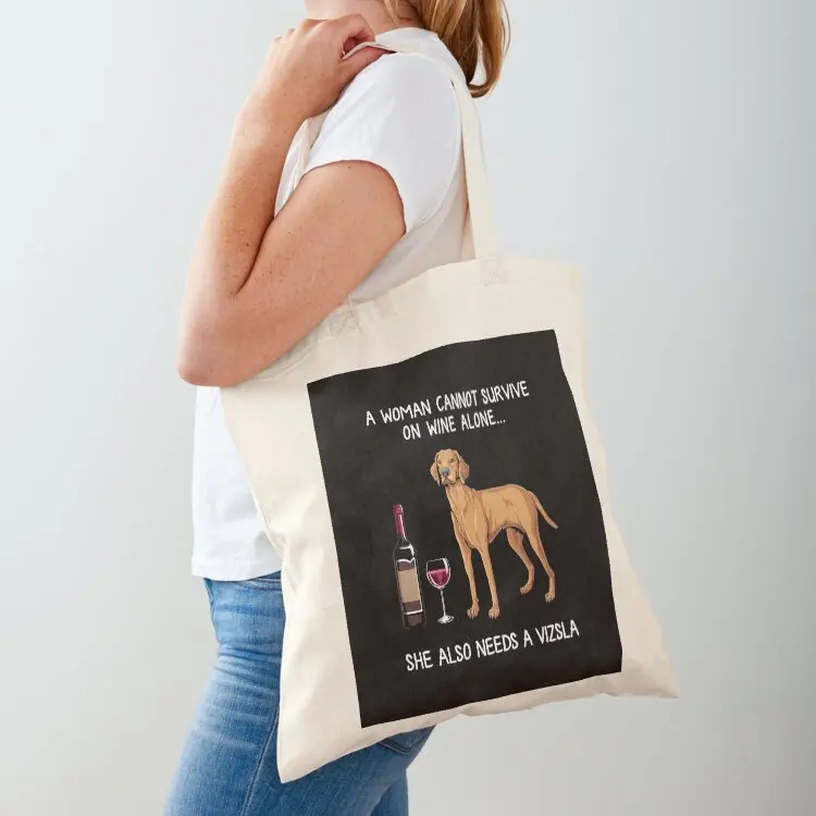 

Vizsla and wine Funny dog Tote Bag shopping bags foldable eco pack shopper bags for women Gift bags