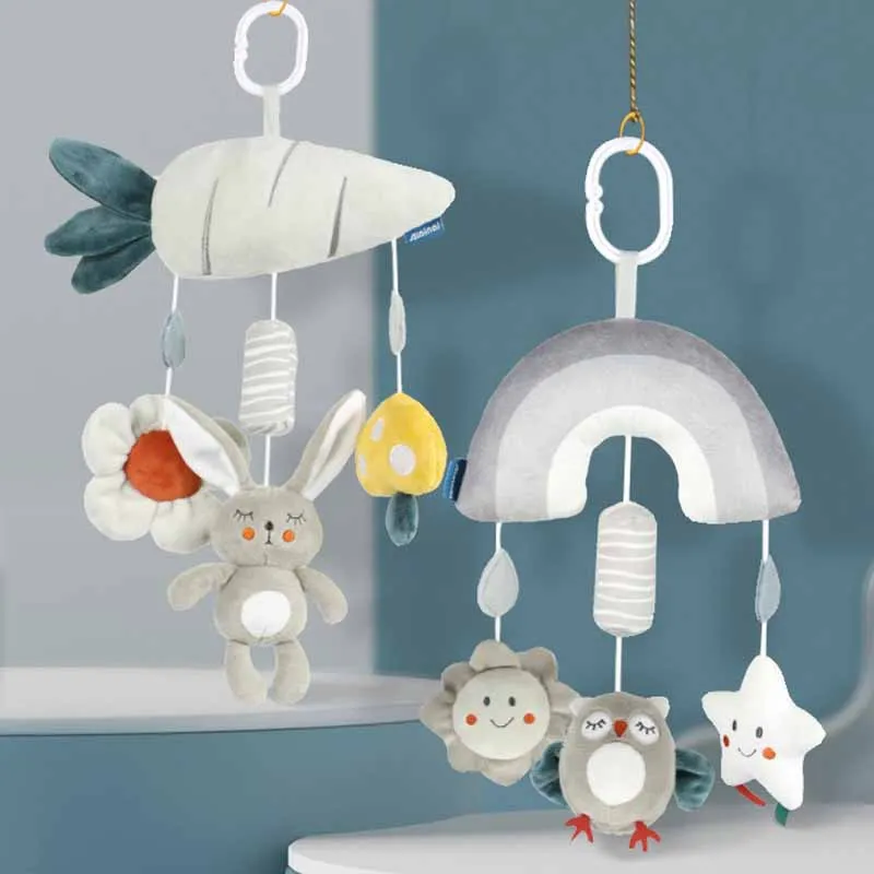 

New 0-3 Years Old Stroller Hanging Gray Animal Wind Chime Baby Bed Bell Plush Toys Sleeping Soothing Bed Bell Toy Birthday Gifts