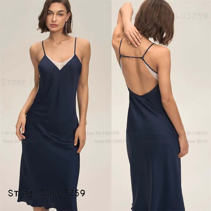 

Новая женская ночная рубашка на подтяжках, сорочка, одежда для сна, сексуальная длинная ночная рубашка с открытой спиной, интимное белье, шелковистая атласная домашняя одежда, домашняя одежда