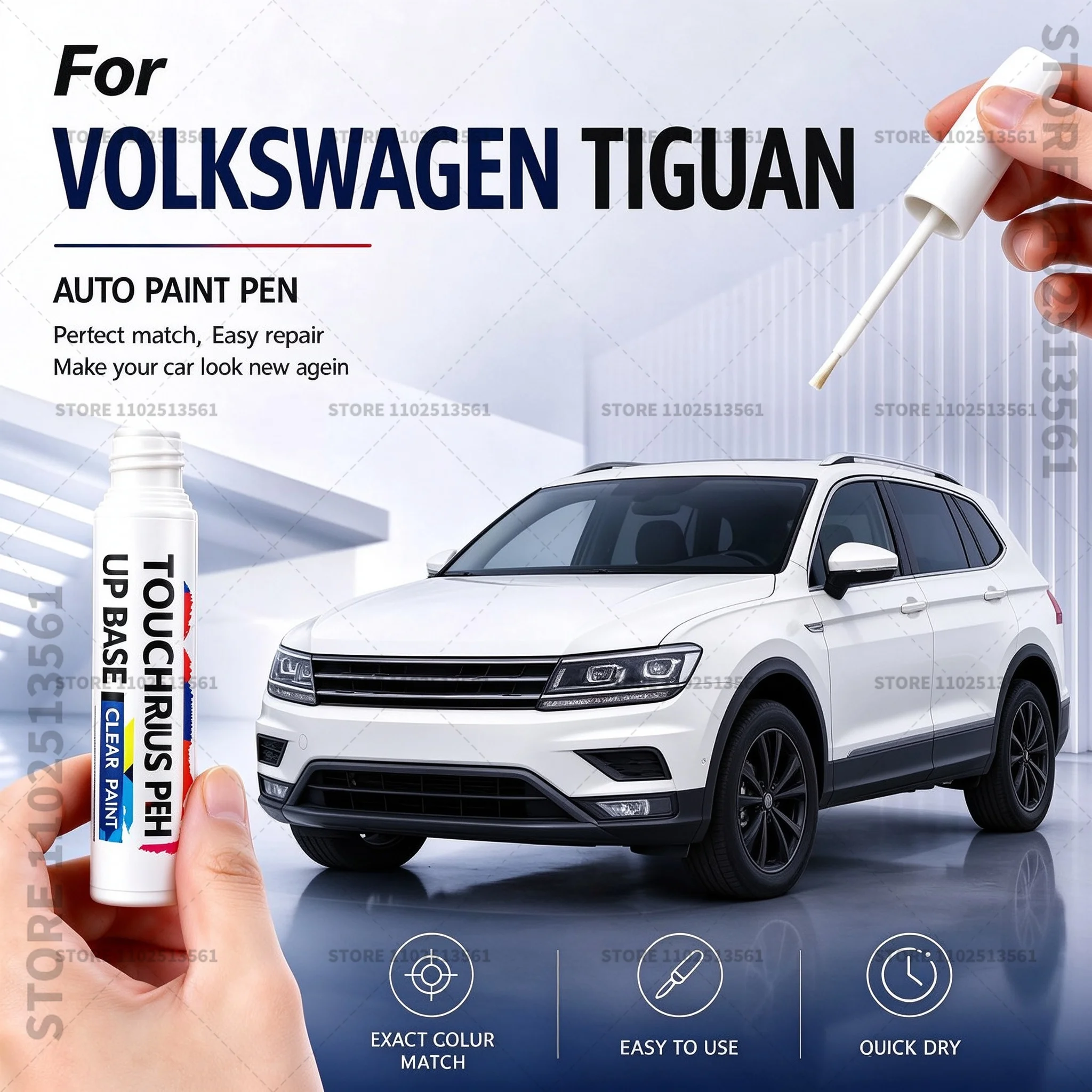 Car Scratch Remover Paint Pen Touch Up Marker for Auto Body Repair Door Bumper Fender Accessories For Volkswagen Tiguan White
