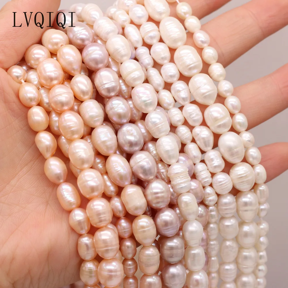 Natural Freshwater Pearl Beads Rice Shape 100% Real Pearls Bead for Jewelry Making DIY Women Bracelet Necklace Earrings