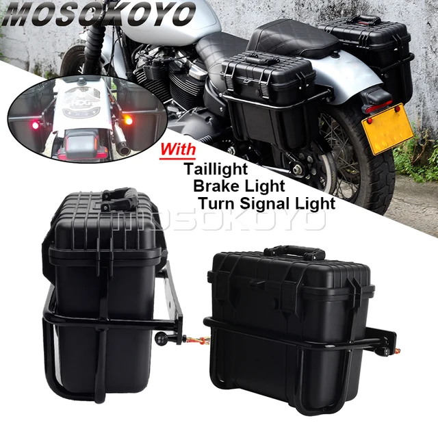 Dla Harley M8 Softail skrzynka narzędziowa ABS plastikowy pojemnik do przevhowywania skrzynka narzędziowa walizka zewnętrzna W/szyna boczna osłona sygnalizacyjna Taillight