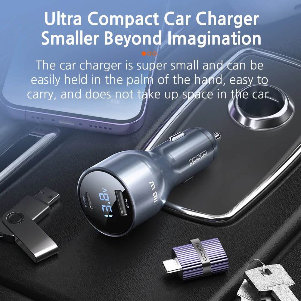 Toocki PD 118W USB C Car Charger QC 4.0 PD3.0 Type C Fast Charging Phone Charger For iPhone 13 12 11 Xiaomi Samsung Poco Huawei