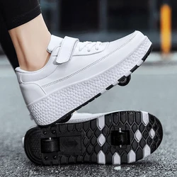 Zapatos de Skate con ruedas para niño y niña, zapatillas deportivas informales de 2 ruedas, juguetes de juego, calzado blanco, moda de primavera 2023