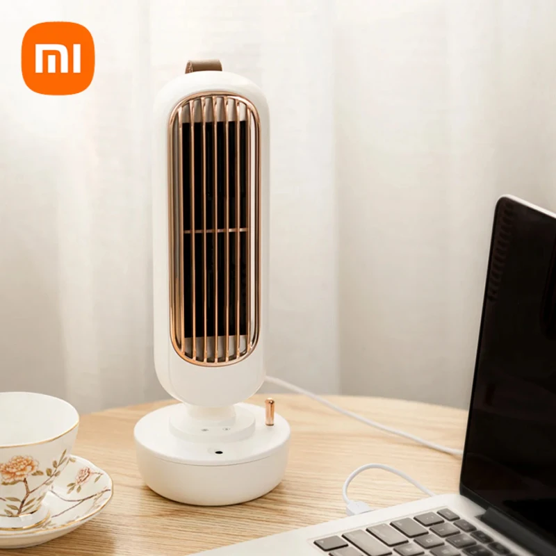 

Xiaomi Portable Air Cooler Fan Desktop Silent Air conditioner Multifunctional Humidifier Home Office USB Leafless Cooling Fans