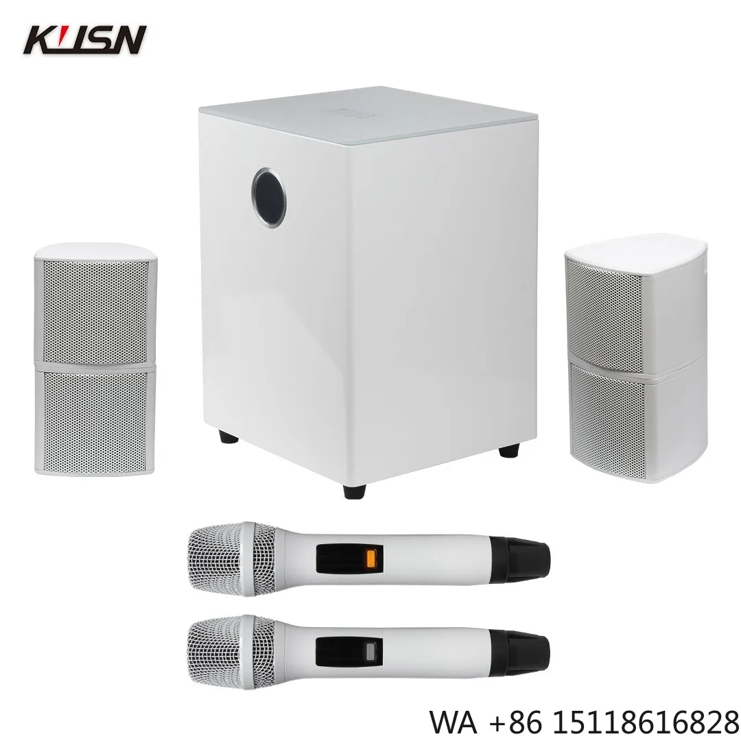 KTV Karaoke System Set Home Theater with Hi-Res 8 Inch Subwoofer Speaker UFH Microphones
