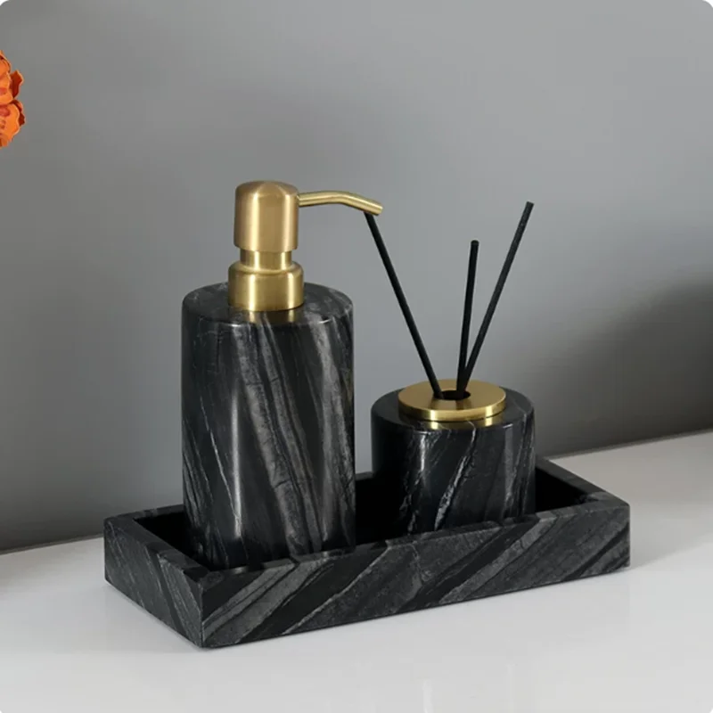 Marble Soap Dispenser, Shampoo Dispenser, Aromatherapy Bottle, Empty Bottle, Bathroom Supplies, Tray, Stainless Steel Nozzle