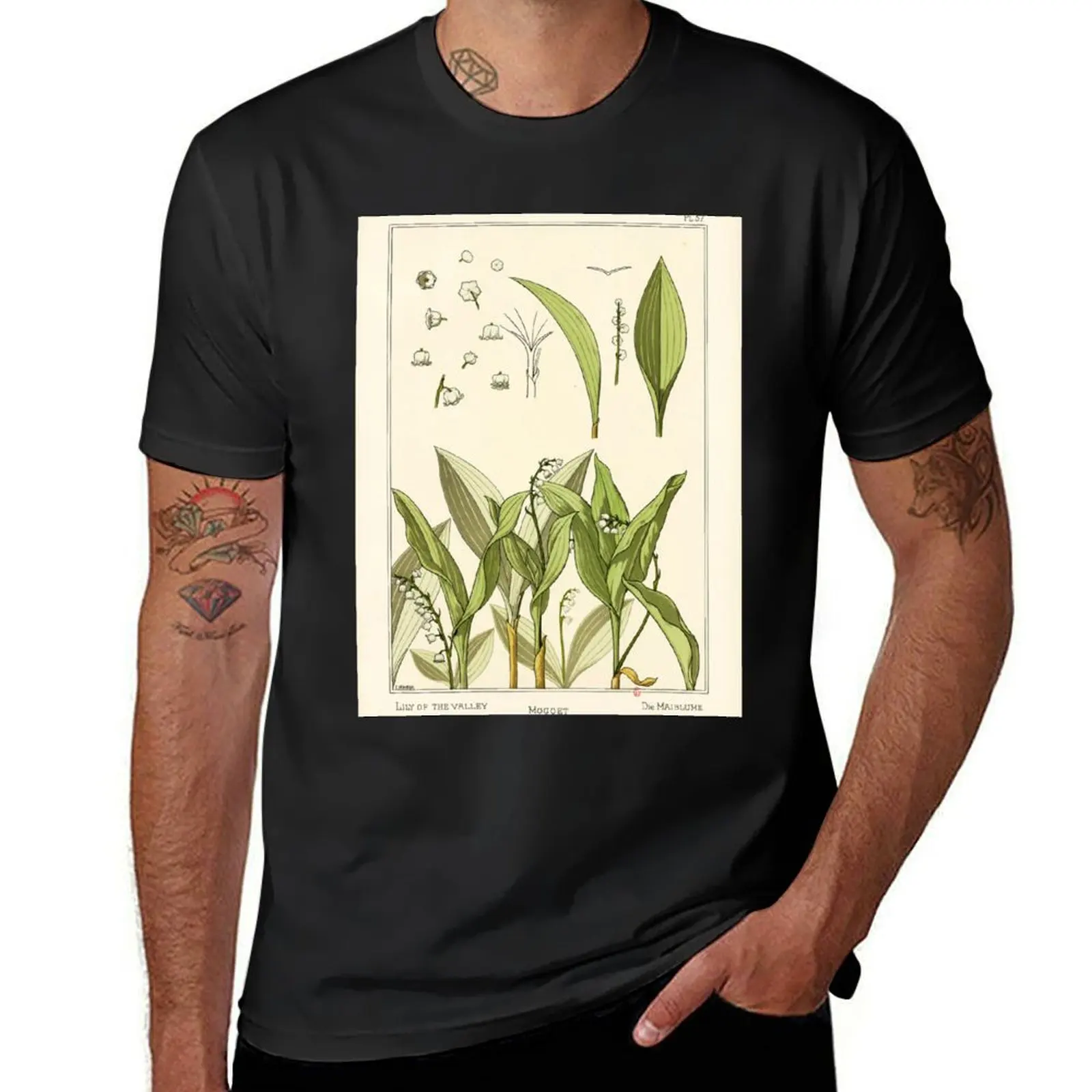 French botanical flower plate - E. Hervegh - Muguet T-Shirt shirts graphic tees plus sizes oversized t shirts for men